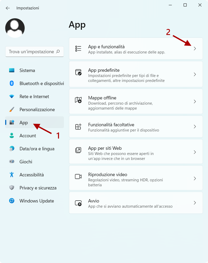 Impostazioni di app e funzionalita