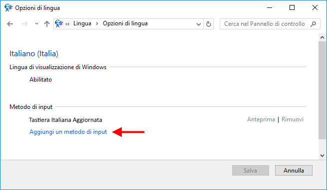 Opzioni lingua in Windows 10