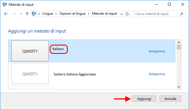 Opzioni lingua in Windows 10