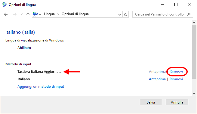 Opzioni lingua in Windows 10