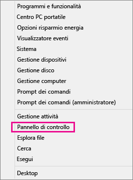 Avviare Pannello di Controllo in Windows 8